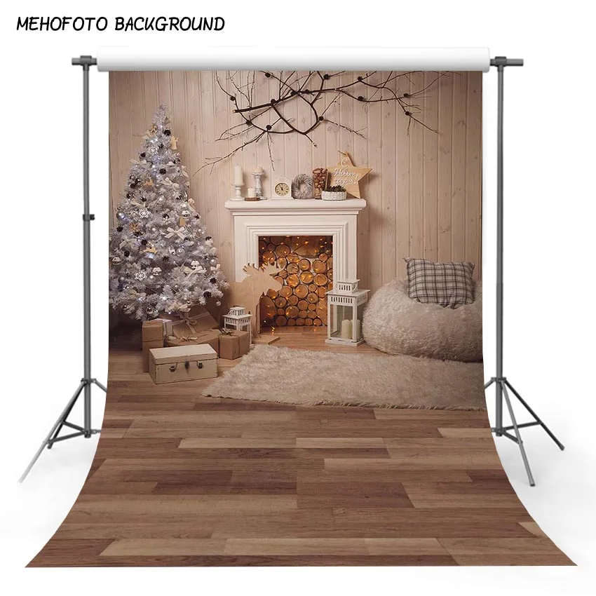 Рождественская елка камин фотография фоны Виниловые бесшовные Новогодние
