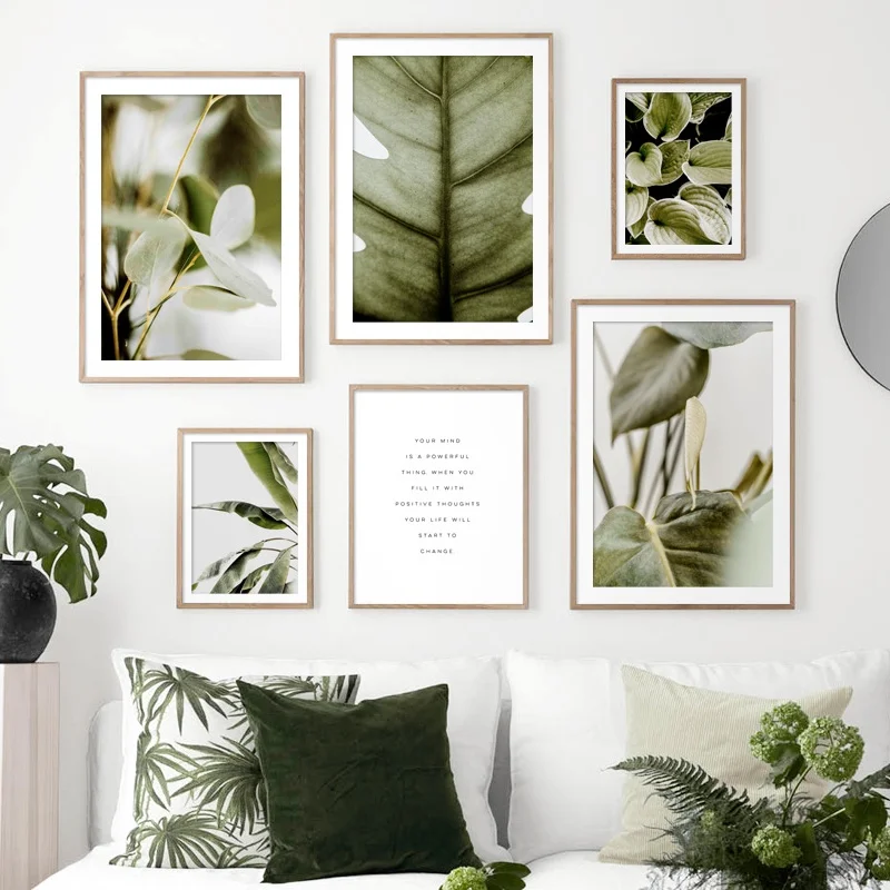 

Green Plant Monstera Banana Leaf Quotes Wall Art Canvas Painting Nordic Posters And Prints Wall Pictures For Living Room Decor