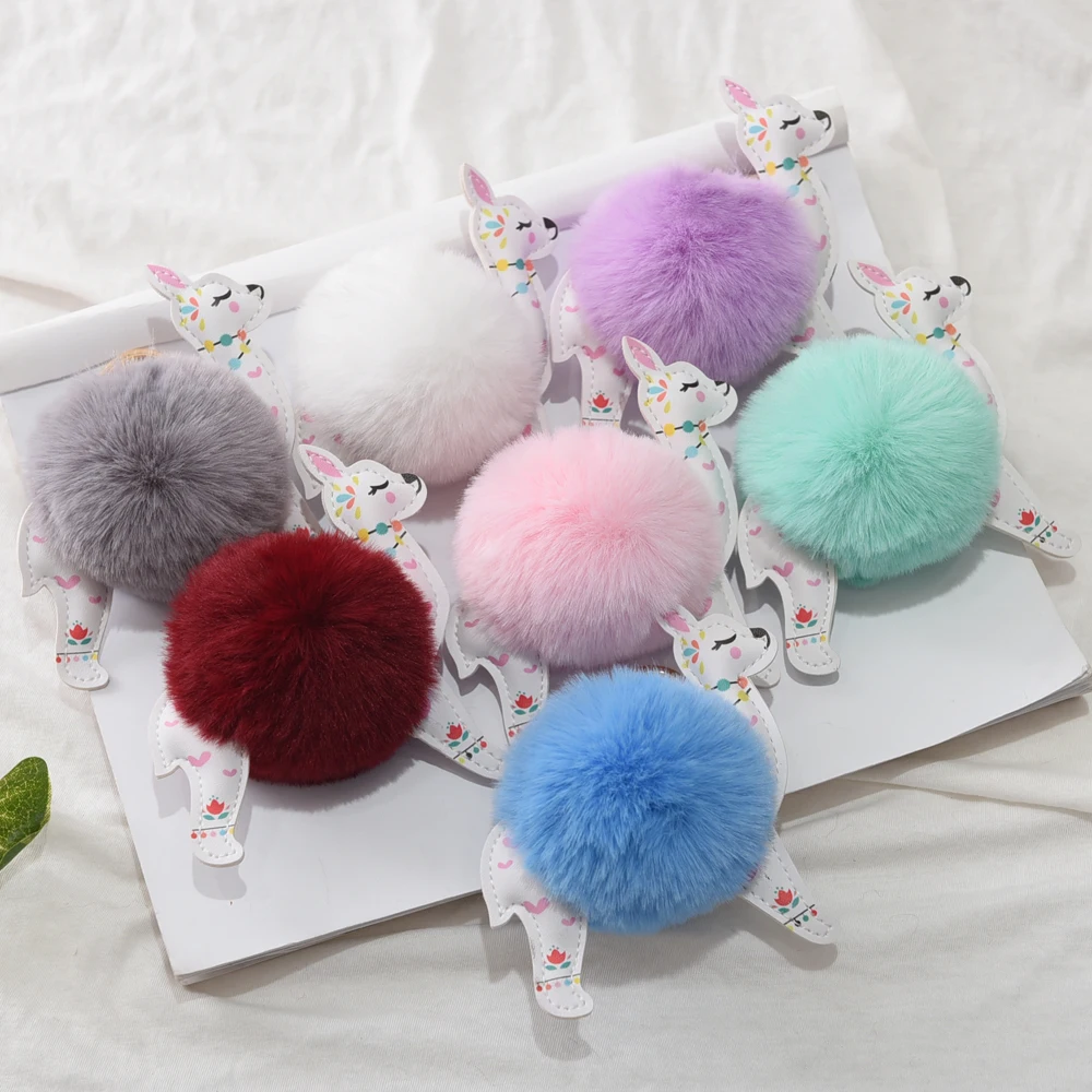 Милый брелок из альпаки с пушистым меховым шариком кожаные брелоки животными