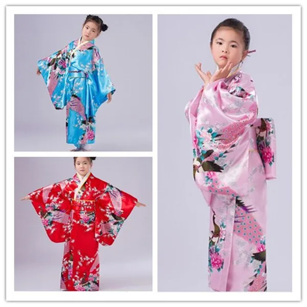 Кимоно для девочек в японском стиле винтажная юката с Оби платье хаори