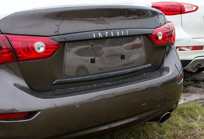 Внешние аксессуары для infiniti Q50 Q50L багажник Задняя дверь бампер из углеродного волокна декоративная защитная наклейка крышка