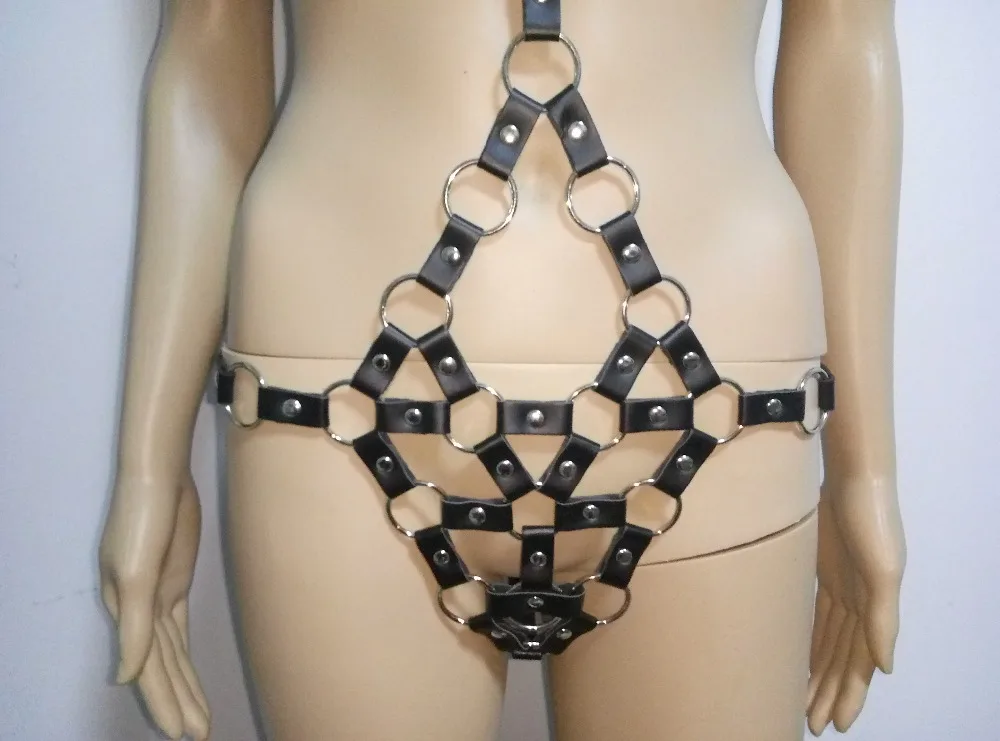 New Fashion Leather Style WRB970 Harness Bondage Beach Bra Chain Collar Goth Choker Necklace Jewelry Accessories | Украшения и