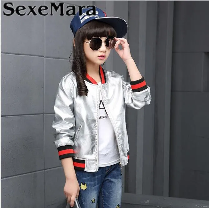 Sexemara Новинка 2017 года одежда для маленьких девочек из искусственной кожи пальто