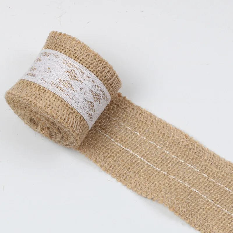 2 м/лот 5 см кружевной отделкой лента из натуральной джутовой мешковины DIY ручной