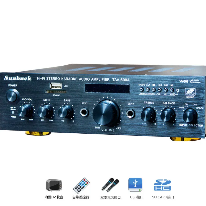 TAV-600A 200 Вт + HIFI Караоке домашний кинотеатр стерео аудио усилитель поддержка