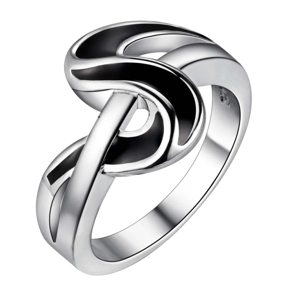 Преувеличенные темные полосы оптом 925 ювелирные изделия посеребренные кольца