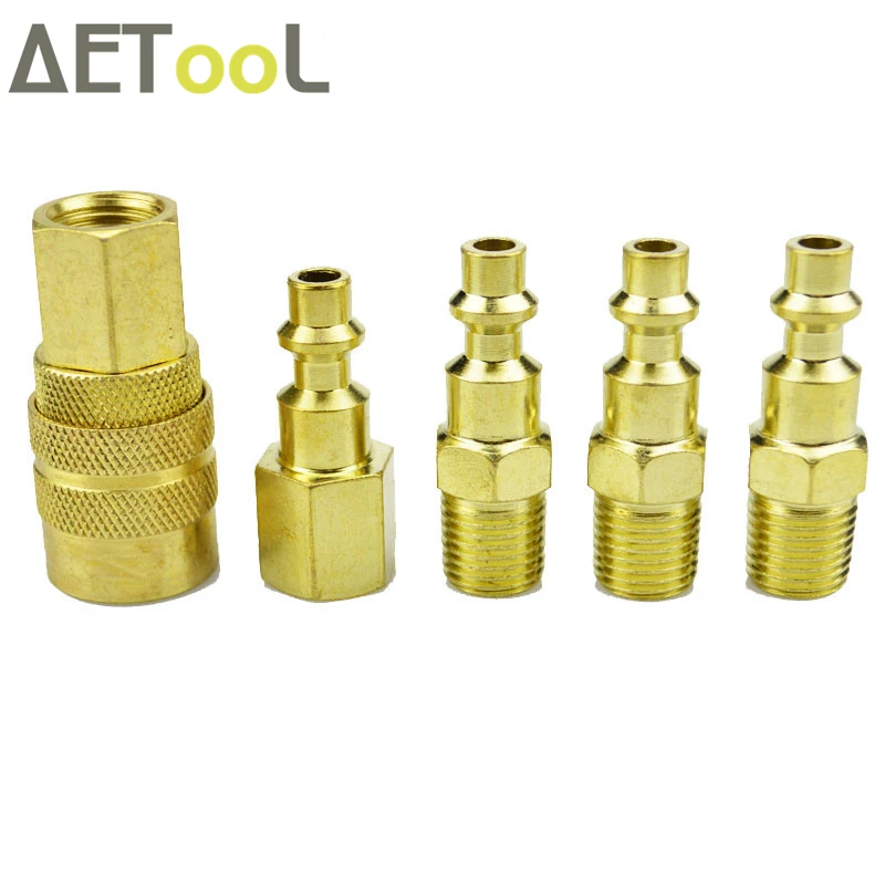 AETool Универсальный латунный соединитель 1/4 &quotNPT 5 шт./компл. быстроразъемный и
