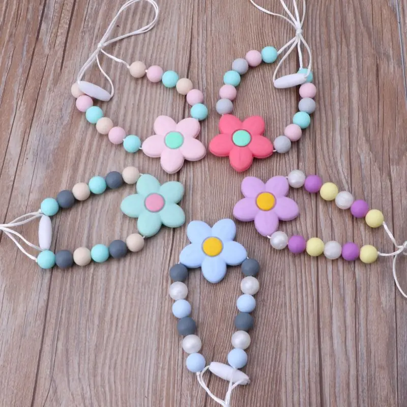 

1pc Baby Teething Necklace for Mom to Wear Food Grade Silicone Beads Long Chain Silicone BPA Free Baby Teether