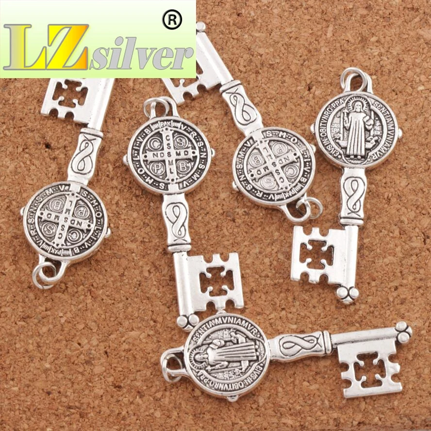 Орден Святого Бенедикта крест подвески в виде статуи Христа из Spacer Шарм бусины 6