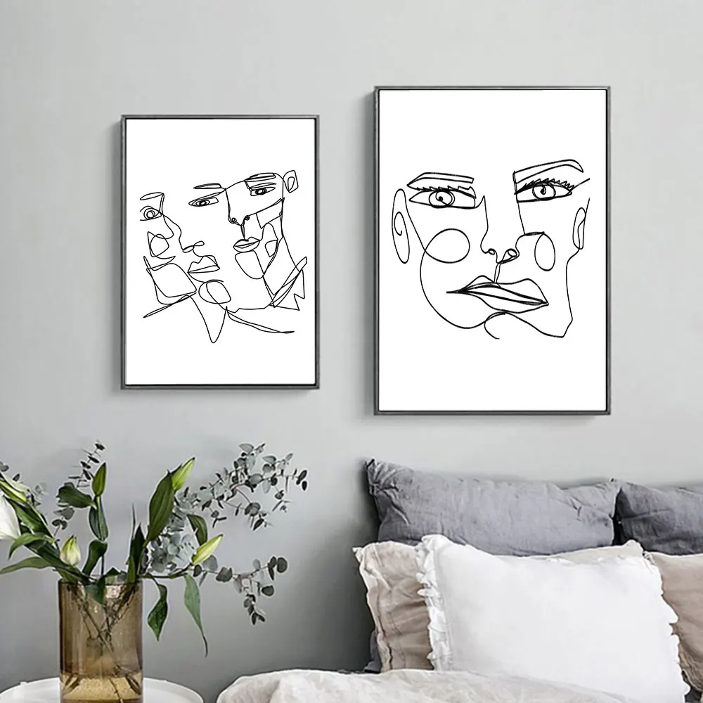 

Abstract Man Portrait Style Picture Black Line Draw Poster Nordic Print Wall Art Canvas Painting Home Room Decor