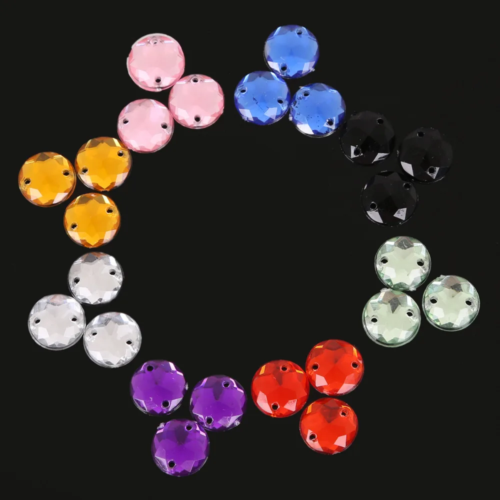 Высокое качество 100 шт многоцветные 10 мм акриловые Стразы для шитья с плоской