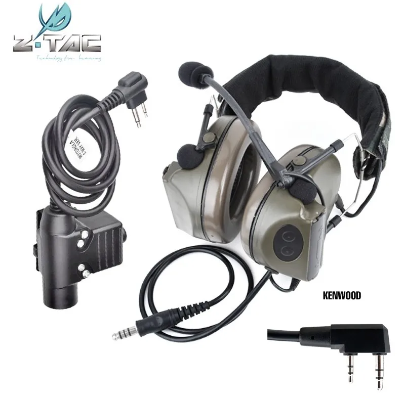 Kenwood Z-Tac Peltor тактическая гарнитура Comtac II с шумоподавлением Airsoft U94 Midland Tactical PTT Softair Shooting наушники PTT Z041 - Цвет: Kenwood