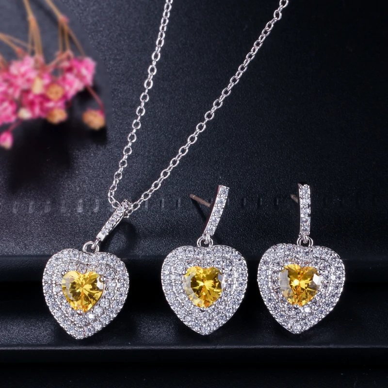 CWWZircons, Модный женский подарок для любви, темно-синий кубический цирконий, кулон, ожерелье и серьги, серебро 925 пробы, ювелирный набор T272