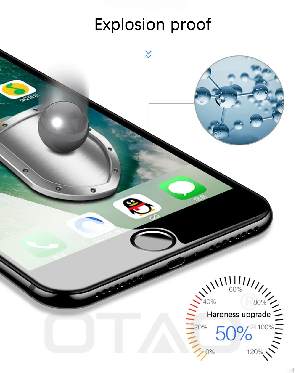 OTAO 20D изогнутое закаленное стекло для iphone 7 8 PLus 6 6S полное покрытие Защита экрана для iphone X XR XS Max Защитная стеклянная пленка