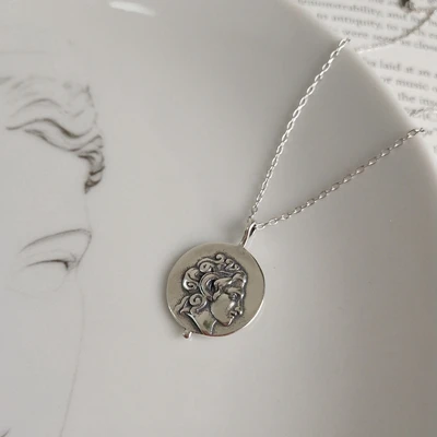LouLeur, серебро 925 пробы, новинка, Римский портрет, подвески, ожерелье, серебро, элегантное, креативная фигура, ожерелье для женщин, ювелирное изделие, подарок - Цвет камня: Silver