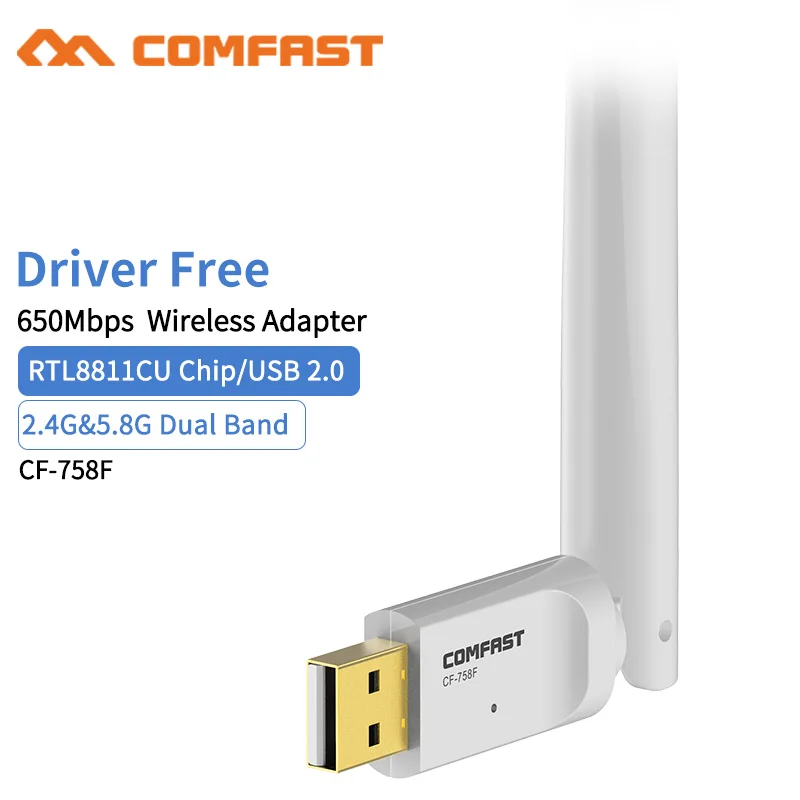 

650Mbps Free driver Wireless Network Card AC Dual Band 2.4G / 5.G USB Wifi Antenna 6dbi Dongle 802.11ac Wireless wifi Receiver