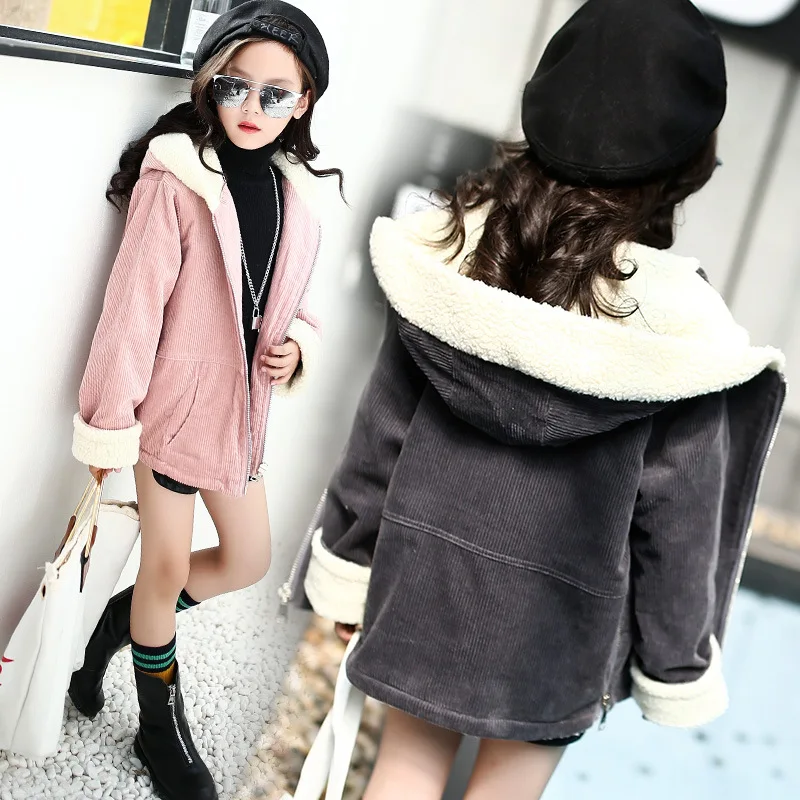 Girls autumn and winter coat 2018 new style fashion lambskin thickening corduroy big children's clothing | Детская одежда и