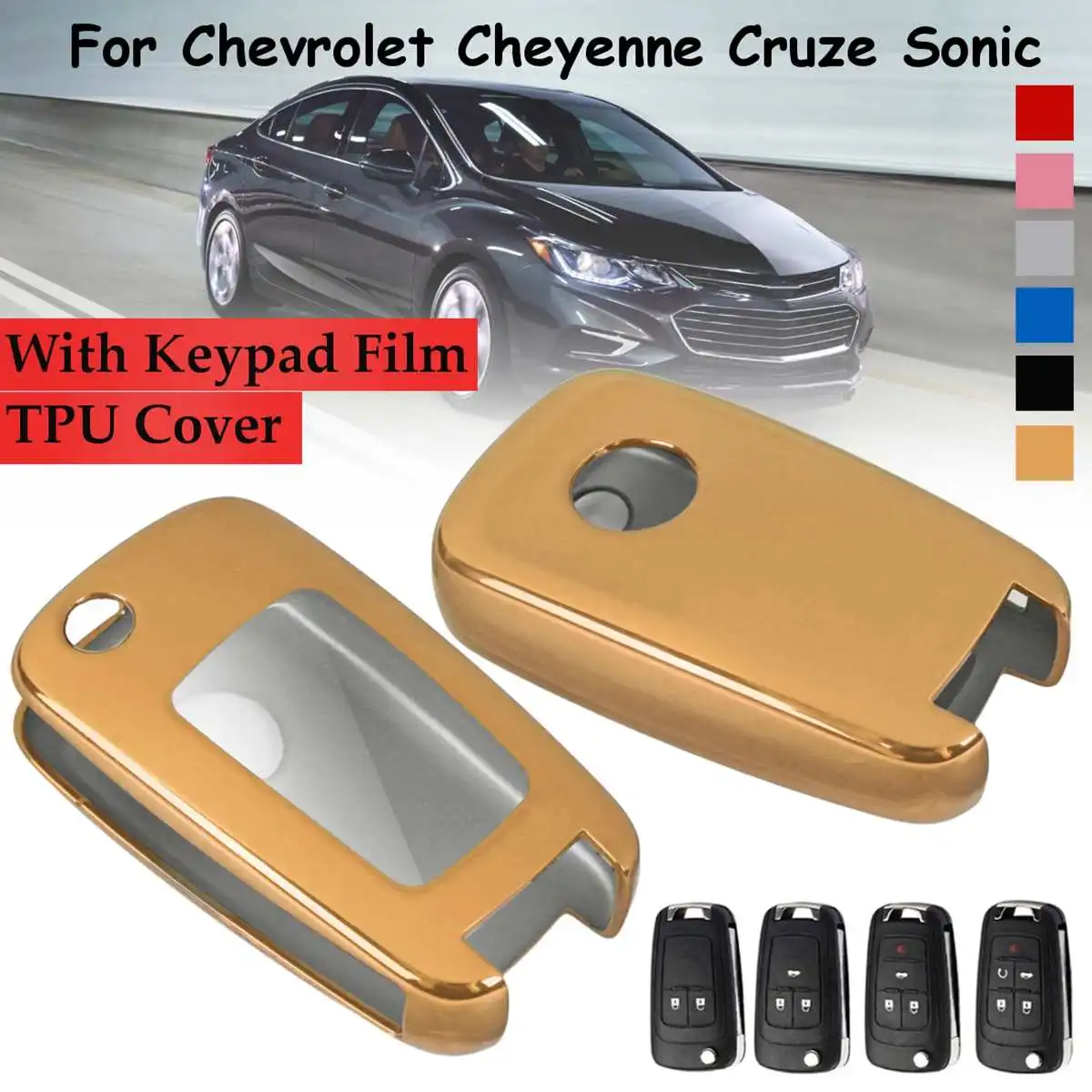 Gold С крышкой ТПУ чехол для ключей для Chevrolet для Cruze Aveo Trax Защитные чехлы для сидений, сшитые специально для Opel Astra Corsa Meriva Zafira Antara J Mokka Insignia - Название цвета: Gold