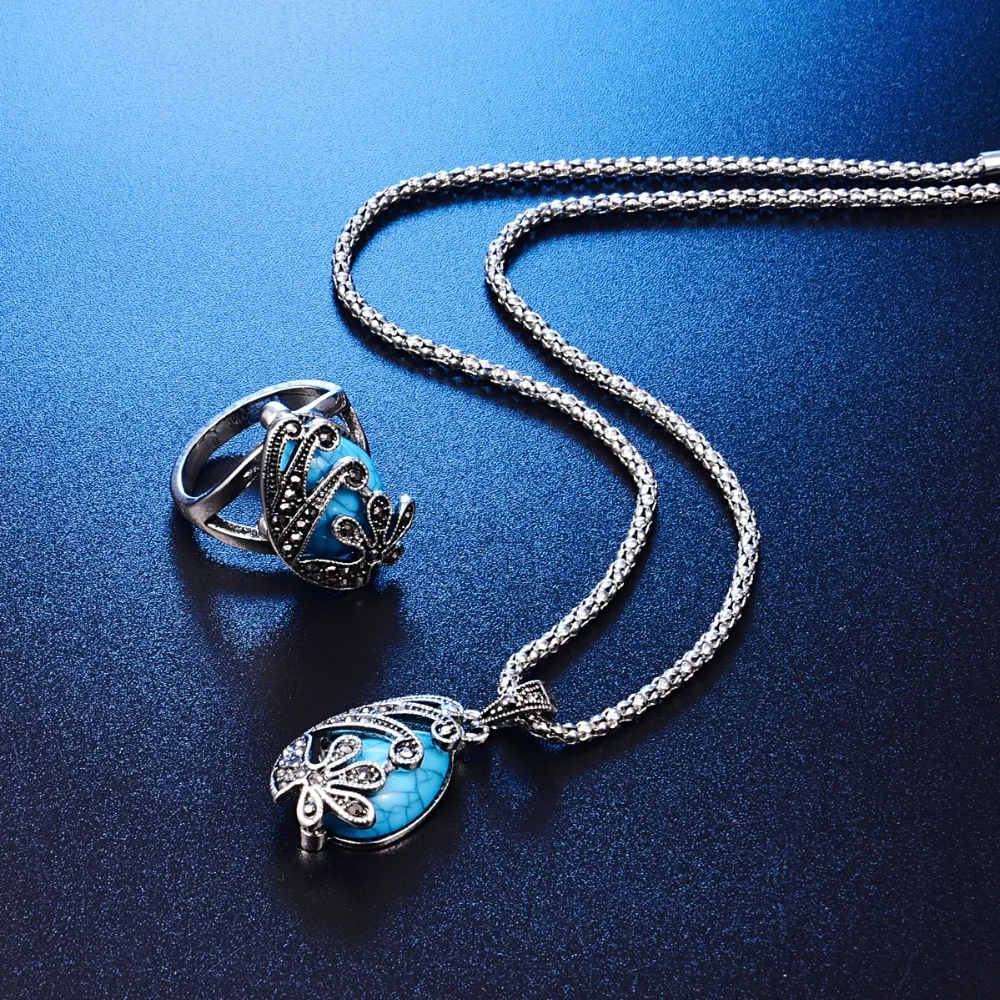 Модные Винтажные Женские Ювелирные наборы под старину натуральный камень цветок