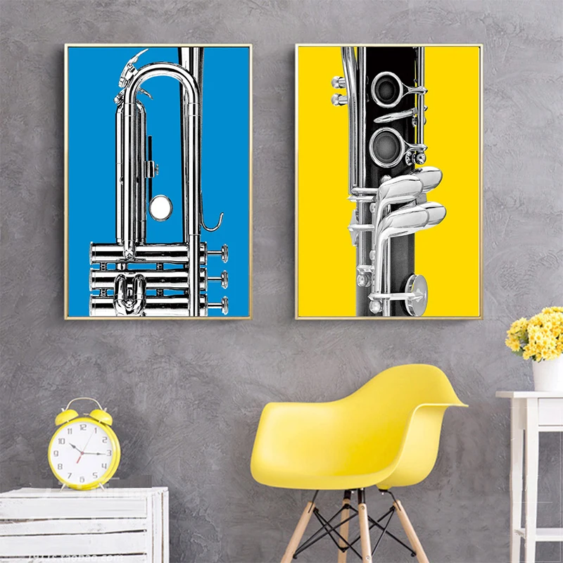 Современные принты музыкальных инструментов постер настенное искусство картины
