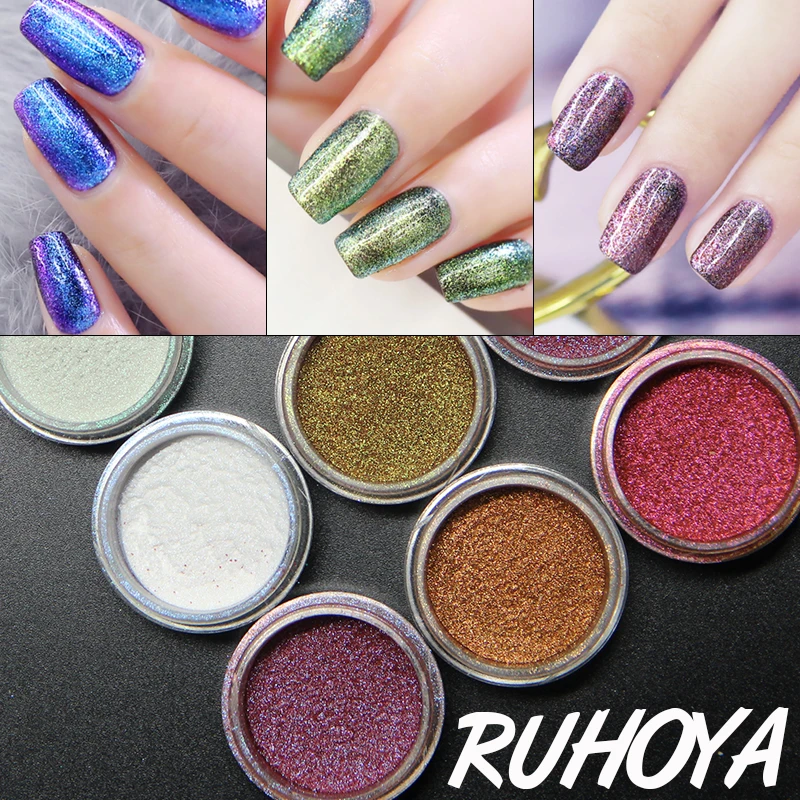 Zation зеркальный пигмент голографическое искусство ногтей хромированный