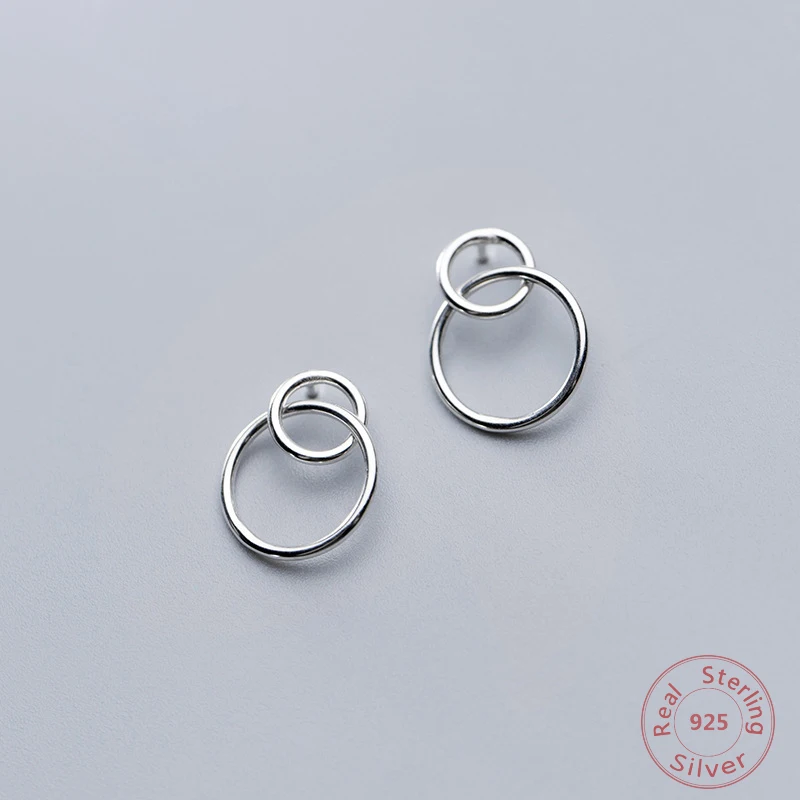 Женские серьги гвоздики из серебра 925 пробы с геометрическим