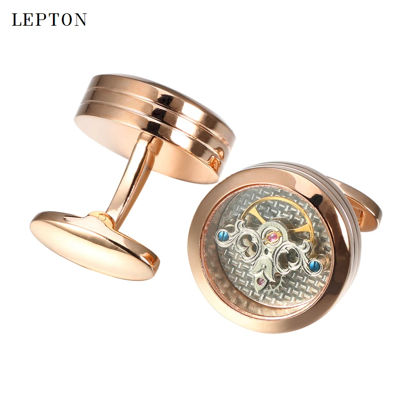Запонки Lepton мужские с турбийоном изысканные механизм для свадебных наручных