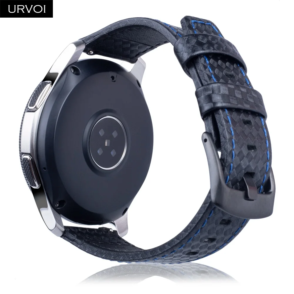 URVOI band for Samsung Galaxy watch 46mm Gear S3 strap carbon fiber pattern PU leather replacement 22mm | Наручные часы