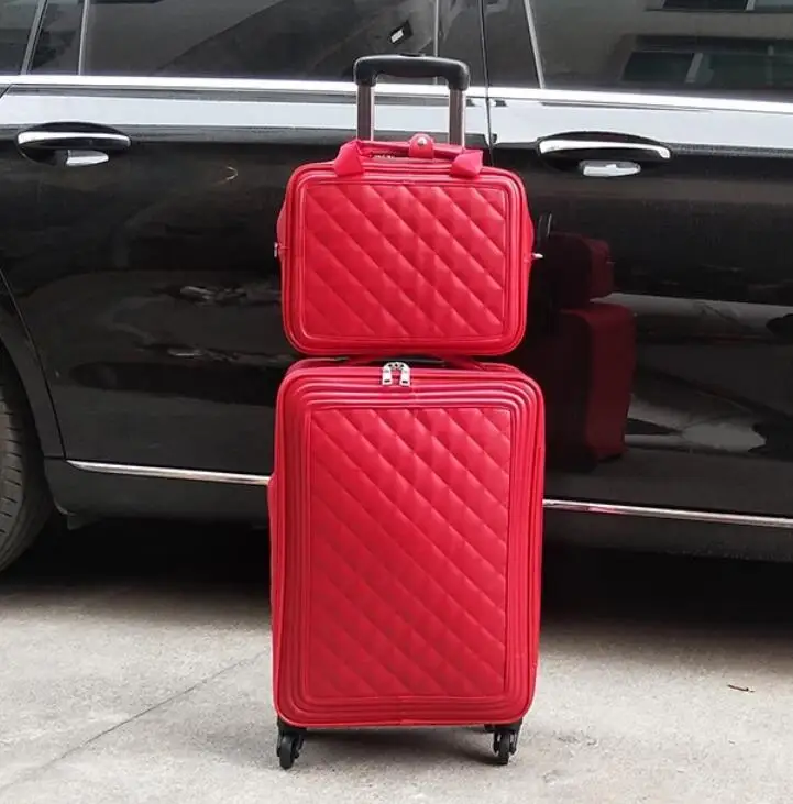 Carrylove 2" 24" дюймов женский кожаный чемодан на колесиках 1" Спиннер ручной клади на колесиках - Цвет: A SET of 2