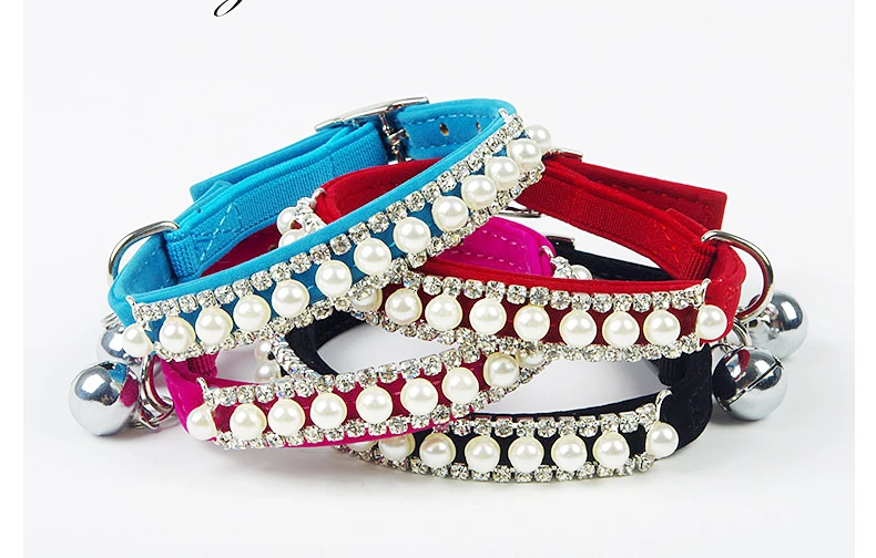 Ошейники с жемчужинами для собак в мире роскошные велюровые ошейники кошек Котят