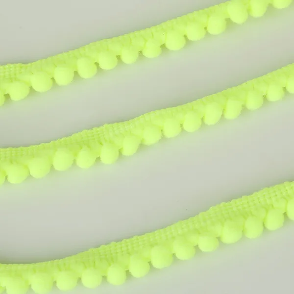 fluorescence yellow 5 ярдов/партия,, 10 мм, помпоны, отделка, лента с бахромой, сделай сам, аксессуары для шитья, кружево, 20 цветов, для украшения дома, вечерние - Цвет: fluorescence yellow