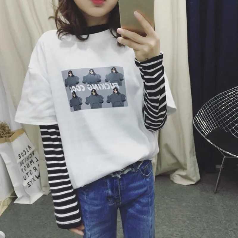 Новинка 2017 года летняя футболка с коротким рукавом в стиле Bf для девочек