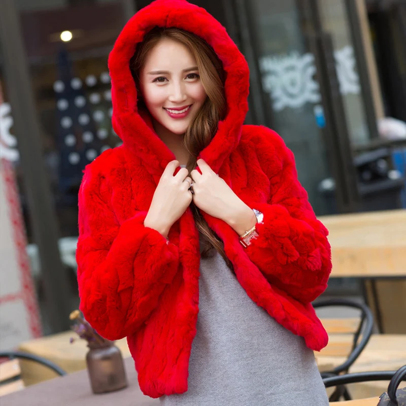 2021 Новый осень-зима Женские Настоящий мех кролика пальто куртка с мехом рекс 100%