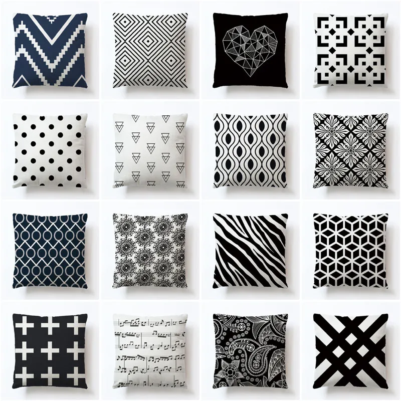 Новые черно белые геометрические льняные чехлы на подушки для дома классический