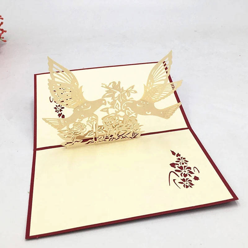 Птица и дерево искусственная 3D всплывающие поздравительные открытки открытка с