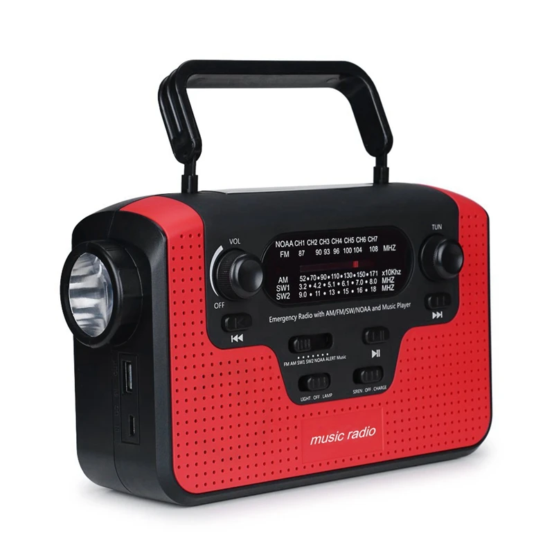 Bluetooth Радио Солнечный Рукоятки Аварийного Am/Fm/Sw/ВБ радио Светодиодный фонарик