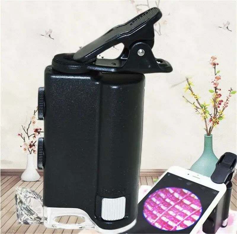 

60x -100x Zoom Portable Handheld Mini Microscope LED Illuminated Mobile Phone Magnifying Glass With LED Lights