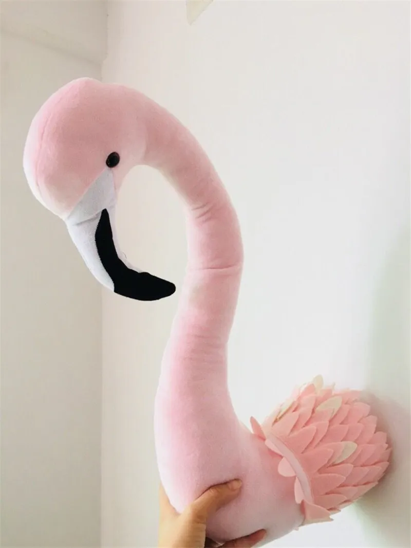 Pink Swan Детская 3D настенная голова животного крепление Слон/Жираф/зебра настенная детская комната животное стенные скульптуры в виде рыб - Цвет: Pink Swan