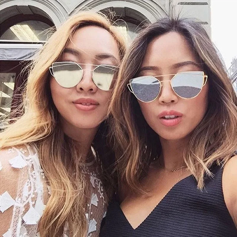 Женские солнцезащитные очки кошачий глаз lvvkee зеркальные в классической оправе