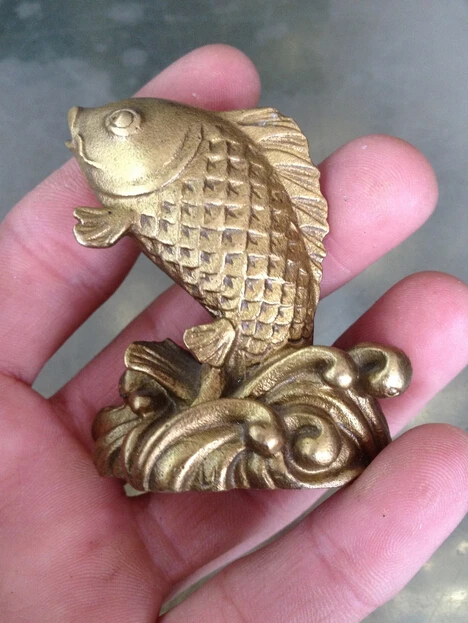 Древняя китайская скульптура медная пара фэн шуй украшение статуи карпа