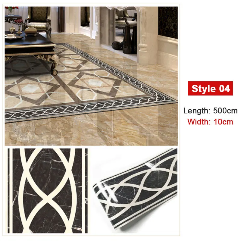 style 04-10cm 500 см плинтус плитка наклейки водонепроницаемый самоклеющиеся пол лента линия гостиная мраморный узор волновод линия угловая линия - Цвет: style 04-10cm