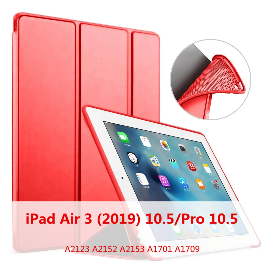 Air 2019 10.5-RD Мягкий чехол для iPad воздуха смарт-чехол для iPad 9," Wake-сон Funda для iPad Air 2, 3, 4, тонкий кожаный Капа для iPad Mini 1 2 3 4 5 - Цвет: Air 2019 10.5-RD