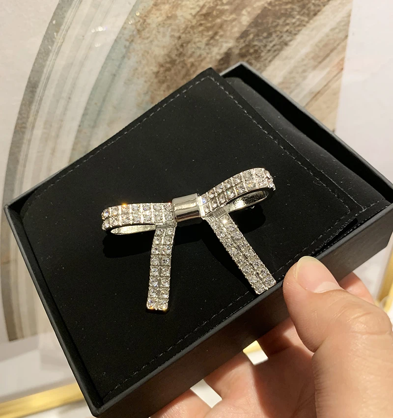 2019 модный новый серебряный белый кристалл заколка для волос полный алмазный бант