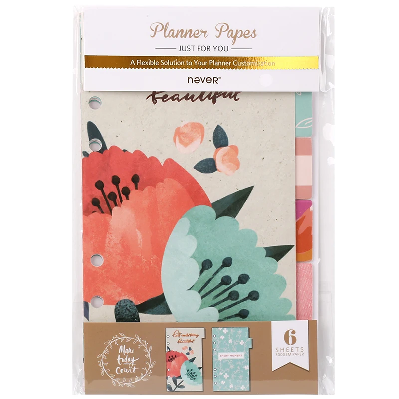 

Never Flower 6 sheets Separator Pages Dividers A6 Spiral Notebook Loose Leaf Separator Pages Notebook Paper Yiwi
