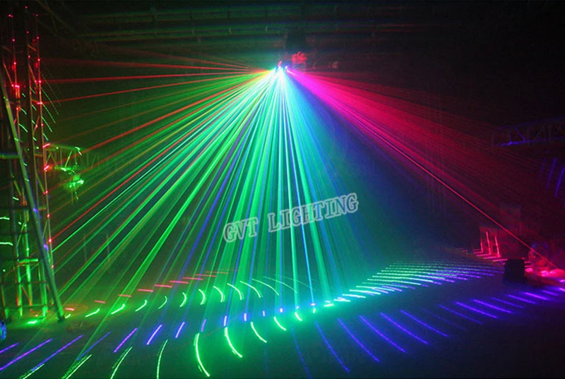 

DMX 512 Fan-shaped Six-eye Scanning RGB Laser Light For DJ Disco Club Stage Event Show Party Effect Light With Sound Control