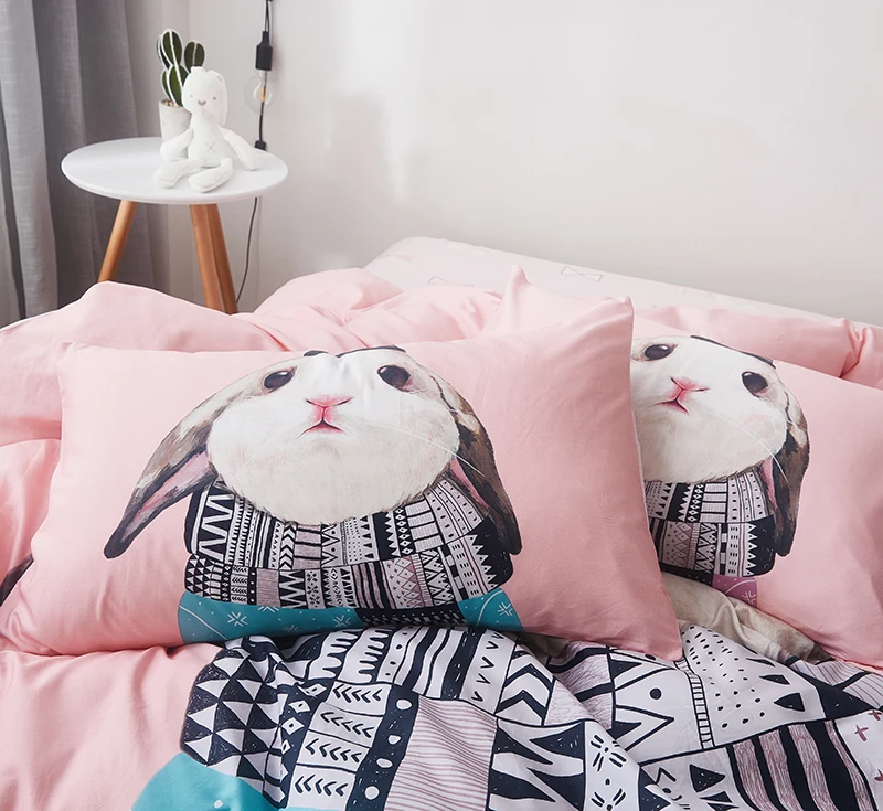 Мультяшный кролик медведь панда кошка 3D печать 100% хлопок девочка мальчик