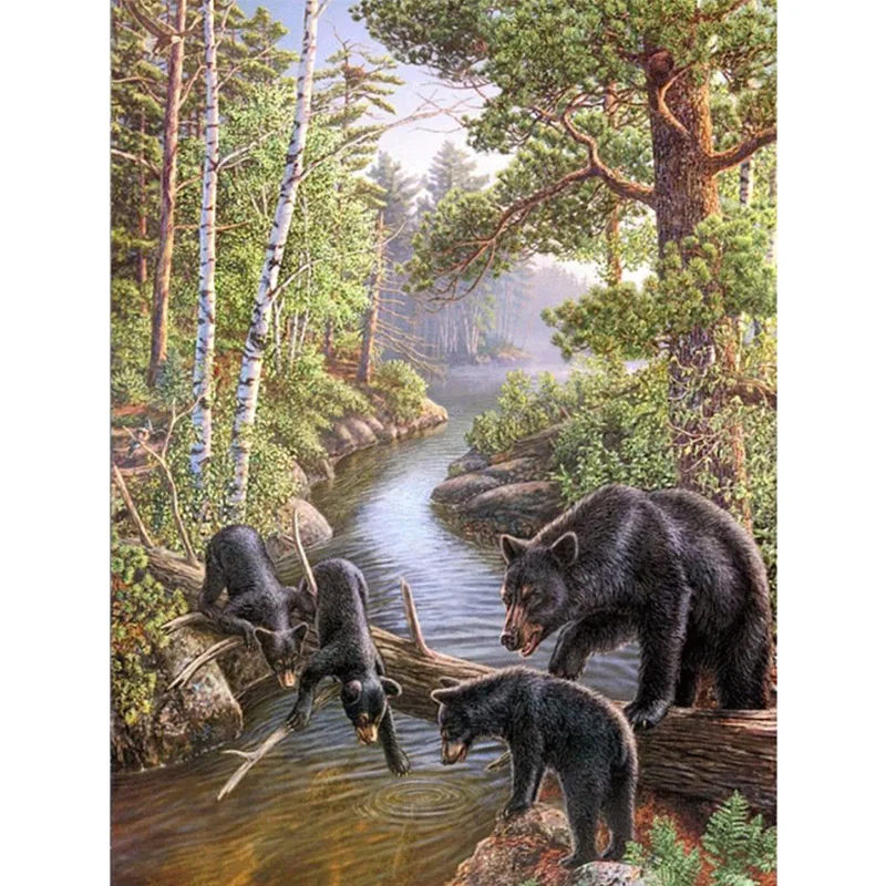

Full Square / Round 5D DIY Diamond Painting Scenic black bear Diamond Embroidery Sale picture of Rhinestones Decoration GH406