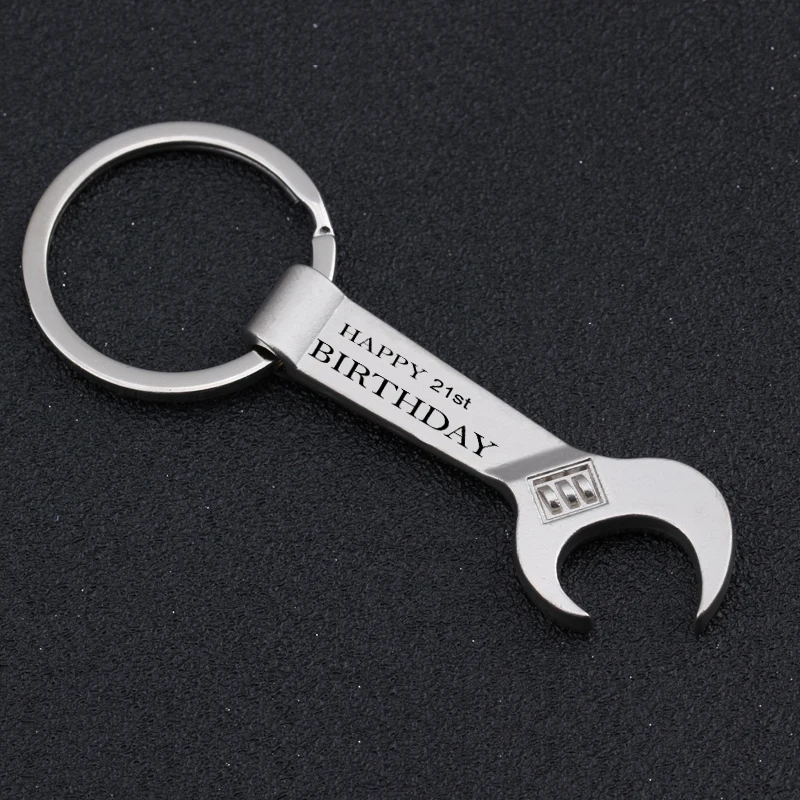Custom Age Wrench Bottle Opener Keychain Engraved Happy Birthday High Quality Key Holder Keyring Friends Gifts | Украшения и