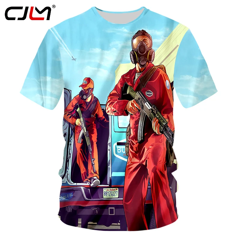 CJLM Grand Theft Auto Shirt мужские крутые футболки с 3D принтом Gta v 5 повседневные летний топ
