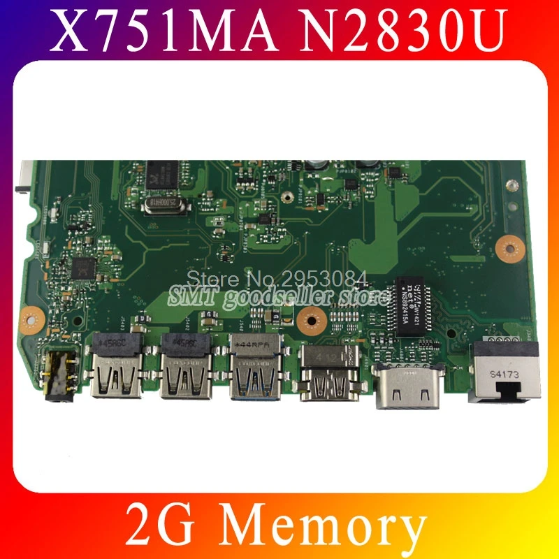 K751M K751MA X752M R752MA X751MA материнская плата для For Asus N2830 процессор X751MD REV2.0 100% тестовая